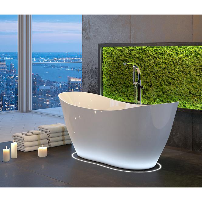 Freistehende Badewanne Viya 170/72 + Siphon mit Click-Clack-Stöpsel, Chrom,8