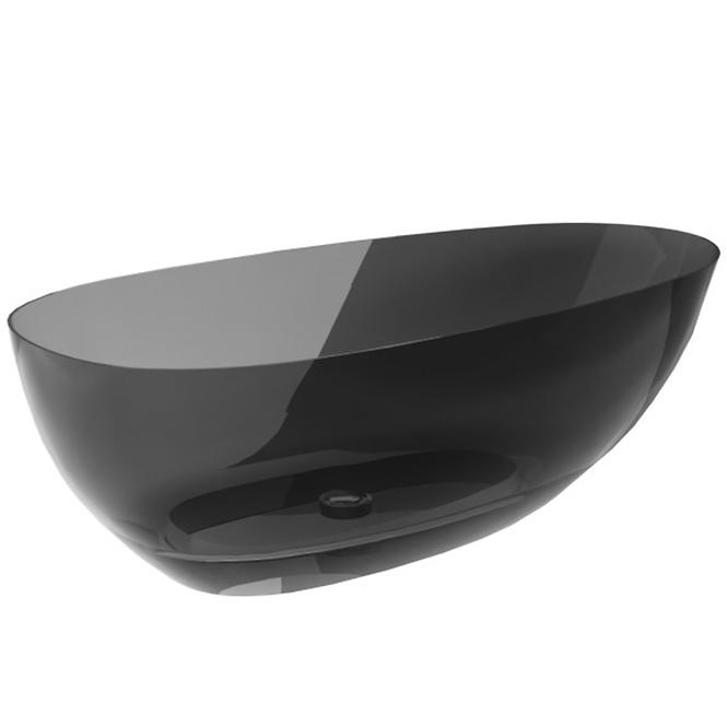 Freistehende Badewanne Xara 160/75 Carbon Grey, Siphon mit Click-Clack-Stöpsel, Schwarz Matt 