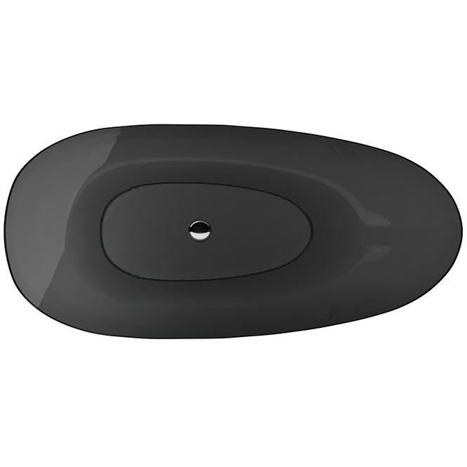 Freistehende Badewanne Xara 160/75 Carbon Grey, Siphon mit Click-Clack-Stöpsel, Schwarz Matt ,3