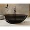 Freistehende Badewanne Xara 160/75 Carbon Grey, Siphon mit Click-Clack-Stöpsel, Schwarz Matt ,6