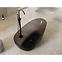 Freistehende Badewanne Xara 160/75 Carbon Grey, Siphon mit Click-Clack-Stöpsel, Schwarz Matt ,7