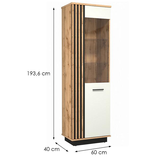 Santi Schmale Vitrine 1-1 in Wotaneiche/Schwarz/Weiß,2