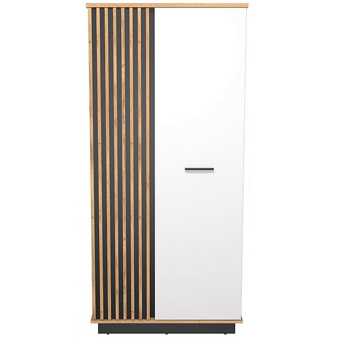 Kleiderschrank 2D Santi 6 Wotan Eiche/Schwarz/Weiß