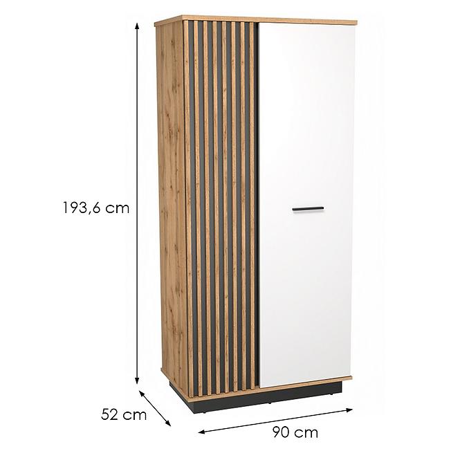 Kleiderschrank 2D Santi 6 Wotan Eiche/Schwarz/Weiß,2
