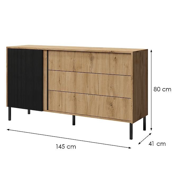 Kommode Mia 3 Antike Eiche/Schwarz,2