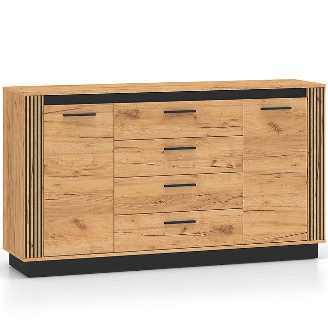 Kommode Urso 06 eiche craft gold/schwarz