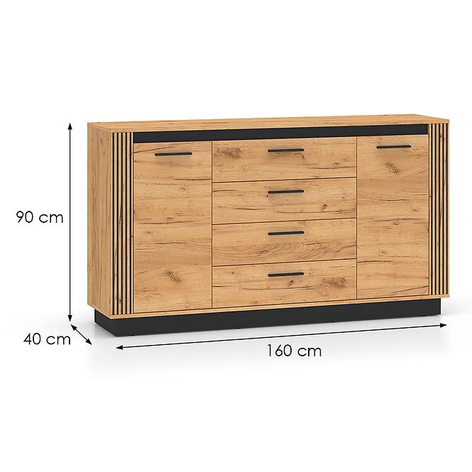 Kommode Urso 06 eiche craft gold/schwarz