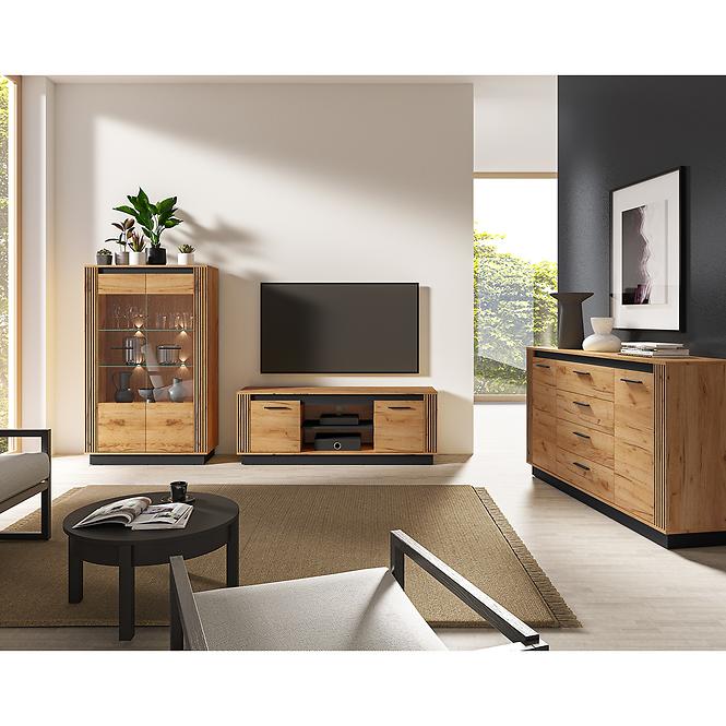 Kommode Urso 06 eiche craft gold/schwarz