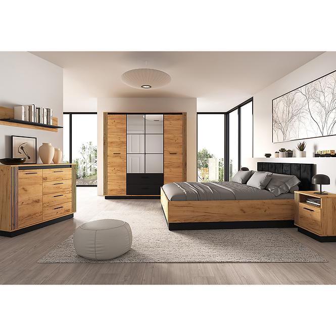 Kommode Urso 06 eiche craft gold/schwarz