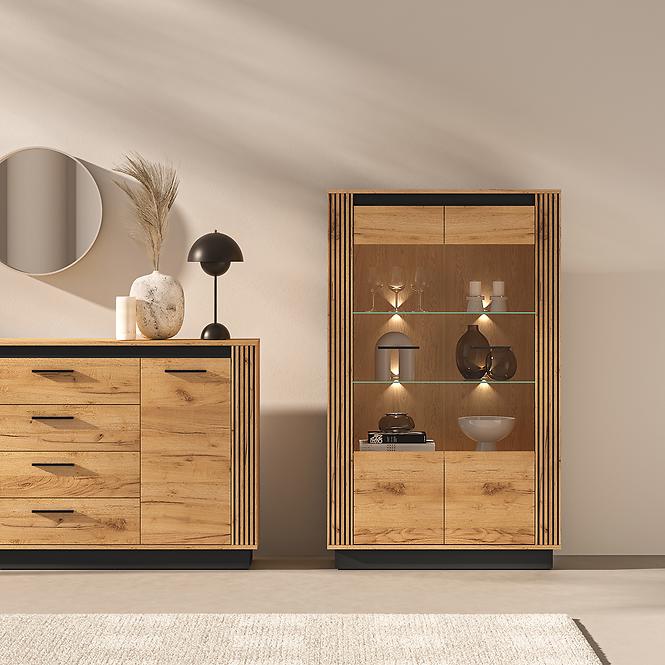 Kommode Urso 06 eiche craft gold/schwarz