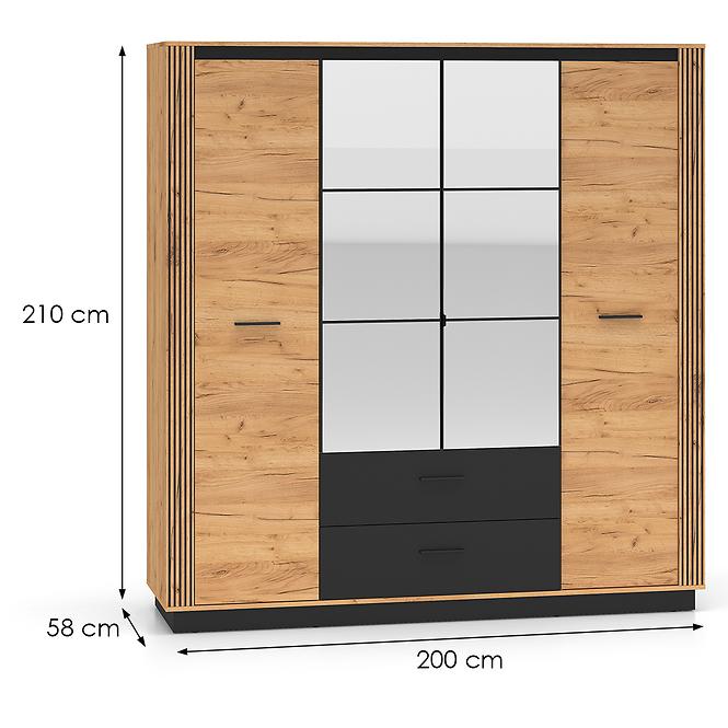 Schrank Urso 01 eiche craft gold/schwarz