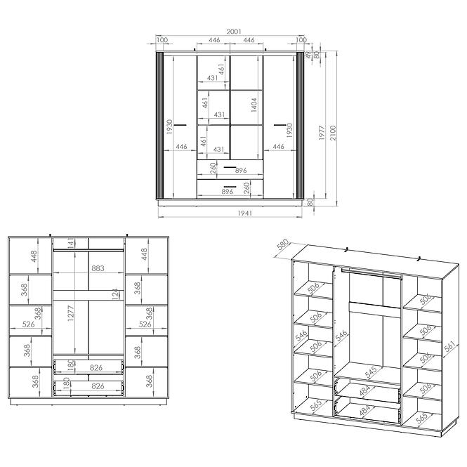 Schrank Urso 01 eiche craft gold/schwarz