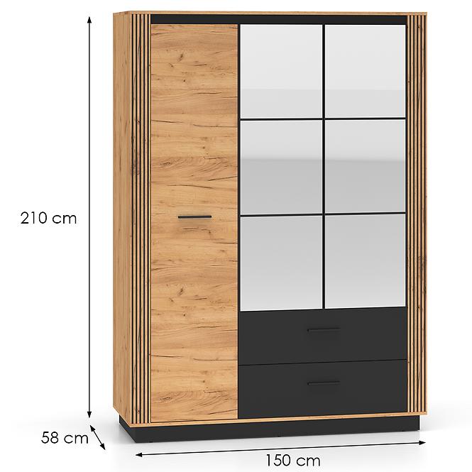 Schrank Urso 02 eiche craft gold/schwarz