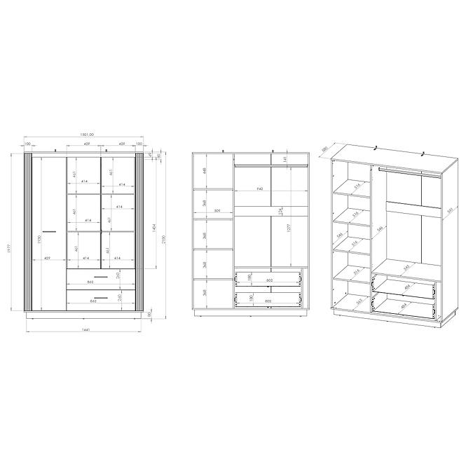 Schrank Urso 02 eiche craft gold/schwarz