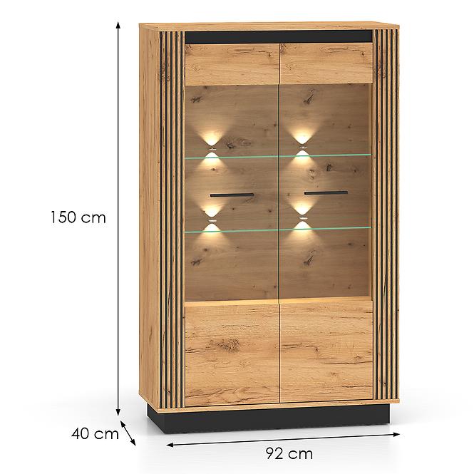 Vitrine Urso 05 eiche craft gold/schwarz