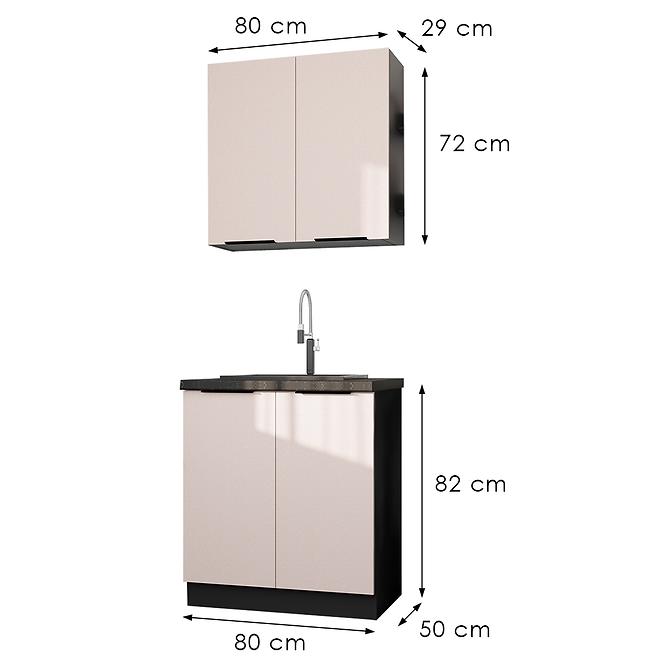 Küchenzeile Arona cashmere 80cm ohne Tischplatte