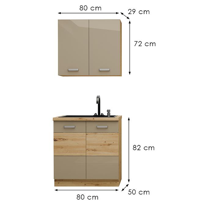 Küchenzeile Artisan cappuccino 80cm ohne Tischplatte