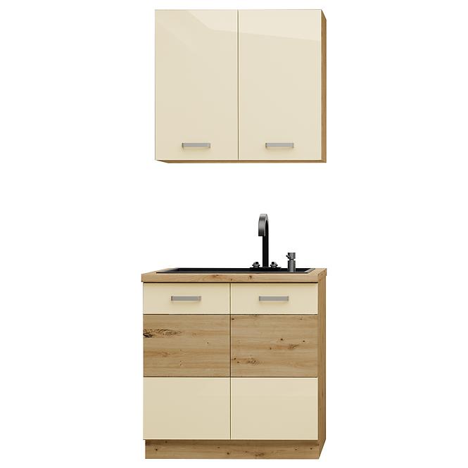 Küchenzeile Artisan creme 80cm ohne Tischplatte