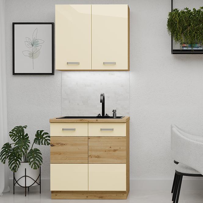 Küchenzeile Artisan creme 80cm ohne Tischplatte