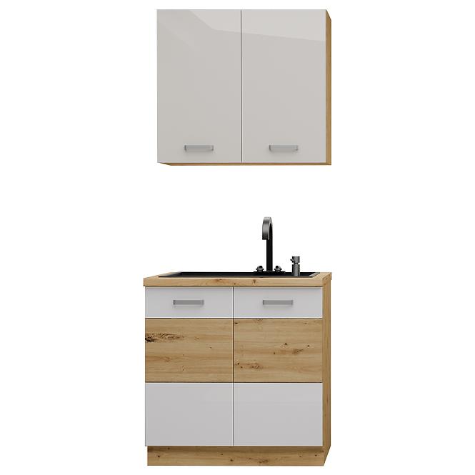 Küchenzeile Artisan White 80cm ohne Tischplatte