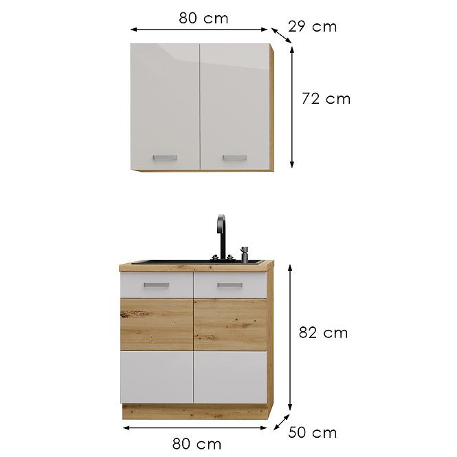 Küchenzeile Artisan White 80cm ohne Tischplatte