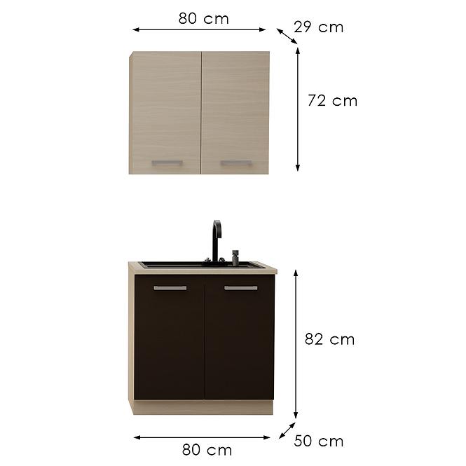 Küchenzeile Wiktoria chamonix 80cm ohne Tischplatte