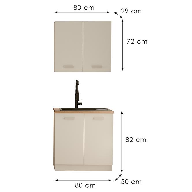 Küchenzeile Eko White 80cm ohne Tischplatte