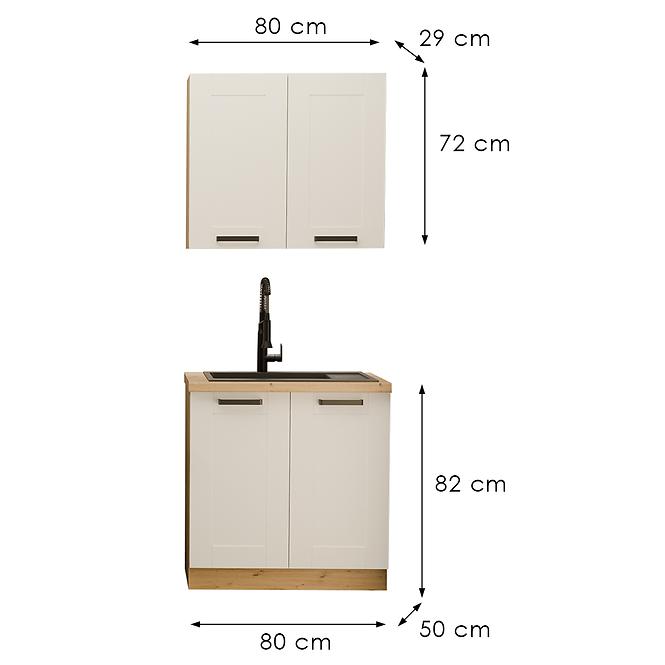 Küchenzeile Luna weiß/artisan 80cm ohne Tischplatte
