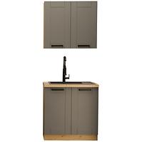 Küchenzeile Luna dustgrey/artisan 80cm ohne Tischplatte