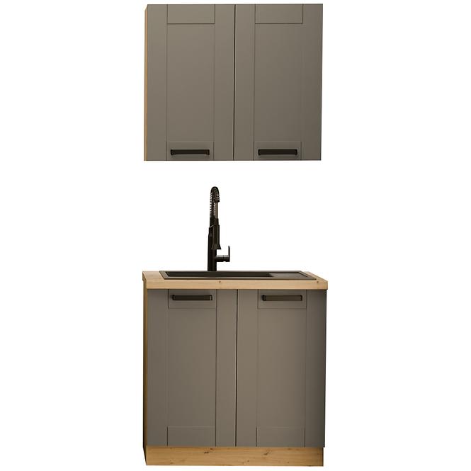 Küchenzeile Luna dustgrey/artisan 80cm ohne Tischplatte