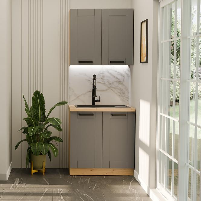 Küchenzeile Luna dustgrey/artisan 80cm ohne Tischplatte