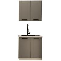 Küchenzeile Luna dustgrey/weiß 80cm ohne Tischplatte