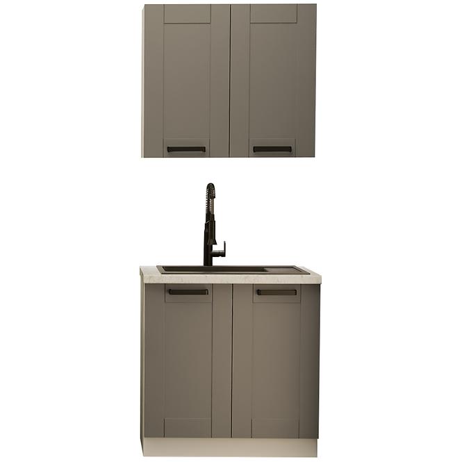 Küchenzeile Luna dustgrey/weiß 80cm ohne Tischplatte