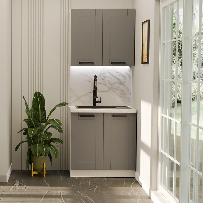Küchenzeile Luna dustgrey/weiß 80cm ohne Tischplatte