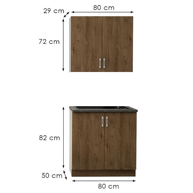 Küchenzeile Sara lefkas 80cm ohne Tischplatte