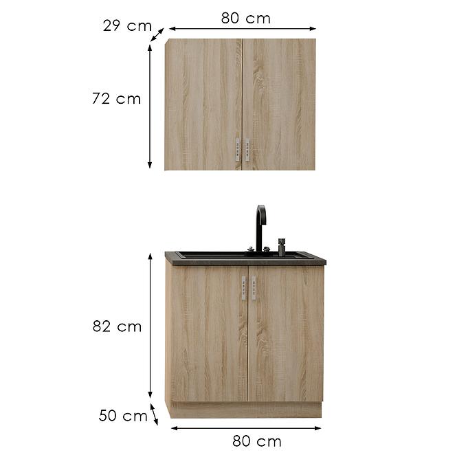 Küchenzeile Sara sonoma 80cm ohne Tischplatte