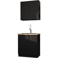 Küchenzeile Siena schwarz Mat 80cm ohne Tischplatte