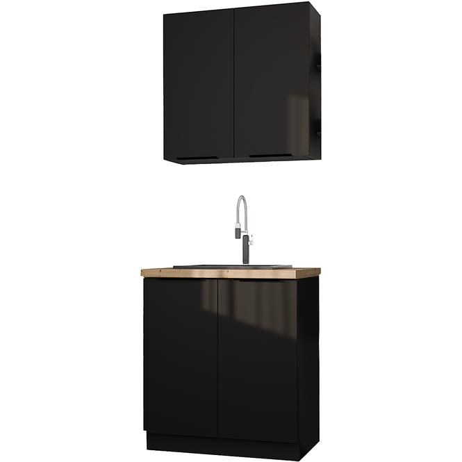 Küchenzeile Siena schwarz Mat 80cm ohne Tischplatte