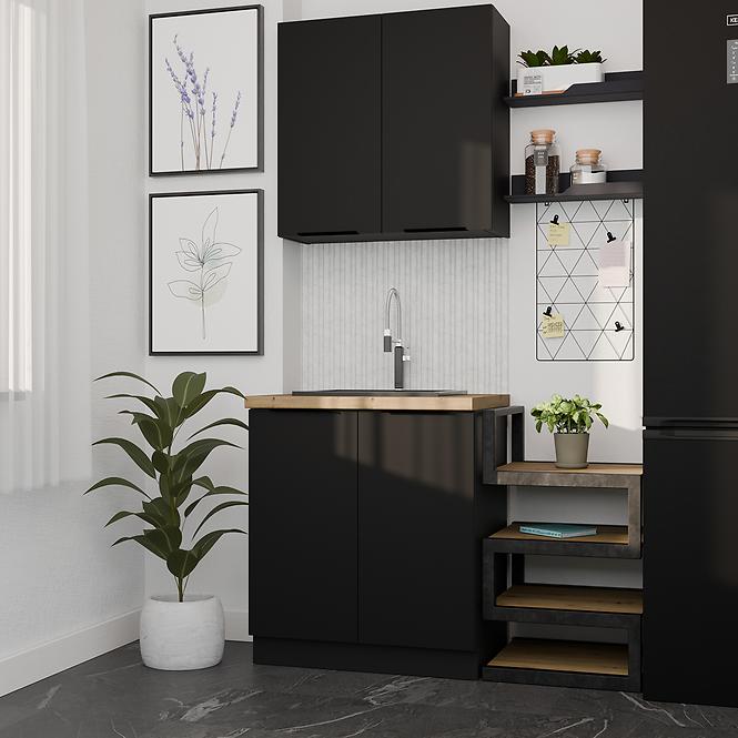 Küchenzeile Siena schwarz Mat 80cm ohne Tischplatte