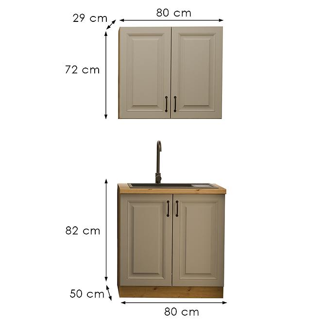 Küchenzeile Stilo claygrey/artisan 80cm ohne Tischplatte