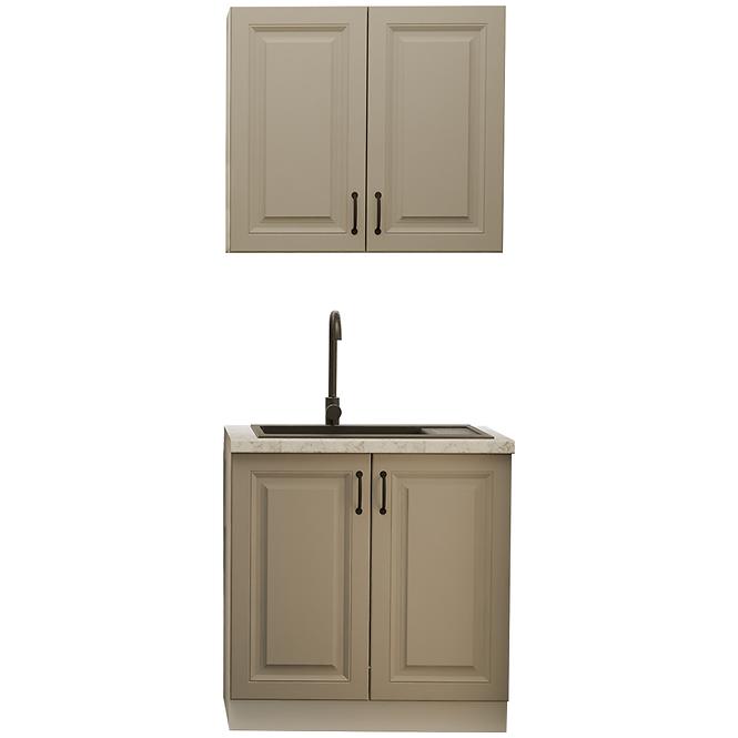 Küchenzeile Stilo claygrey/weiß 80cm ohne Tischplatte
