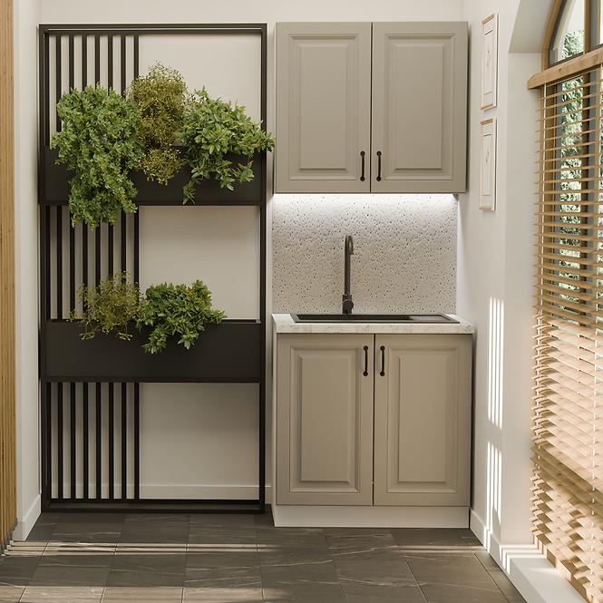 Küchenzeile Stilo claygrey/weiß 80cm ohne Tischplatte