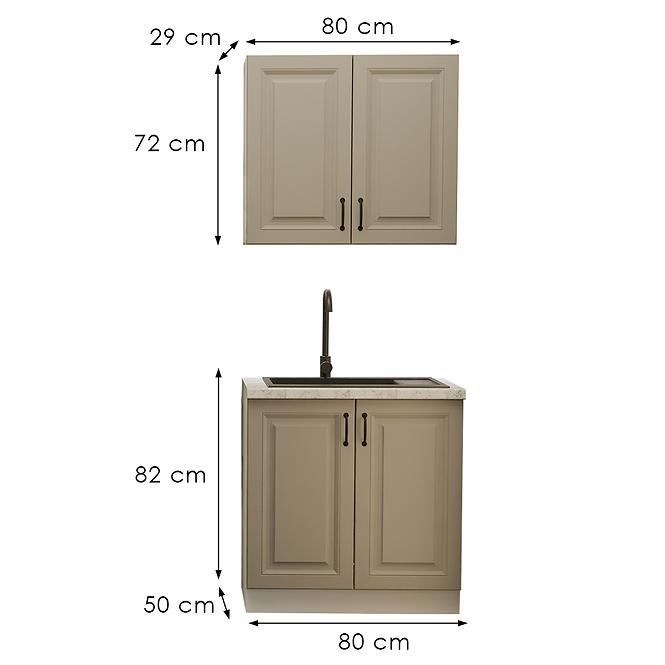 Küchenzeile Stilo claygrey/weiß 80cm ohne Tischplatte