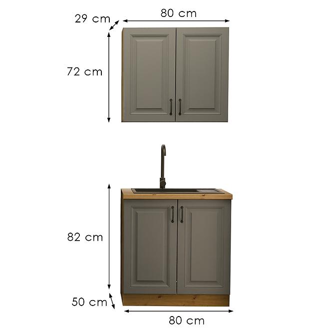 Küchenzeile Stilo dustgrey/artisan 80cm ohne Tischplatte