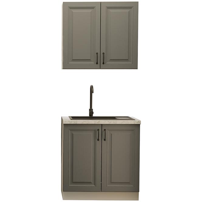 Küchenzeile Stilo dustgrey/weiß 80cm ohne Tischplatte