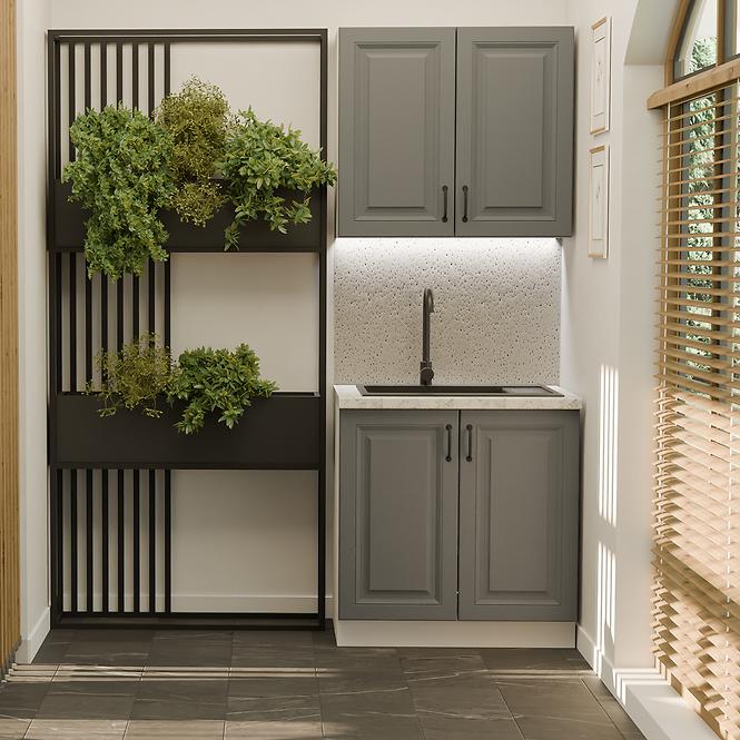 Küchenzeile Stilo dustgrey/weiß 80cm ohne Tischplatte
