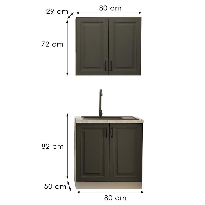 Küchenzeile Stilo graphit/weiß 80cm ohne Tischplatte