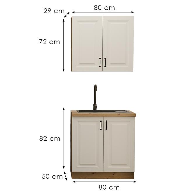 Küchenzeile Stilo weiß/artisan 80cm ohne Tischplatte