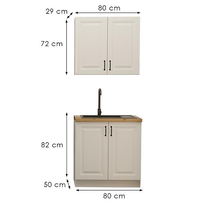 Küchenzeile Stilo weiß/weiß 80cm ohne Tischplatte