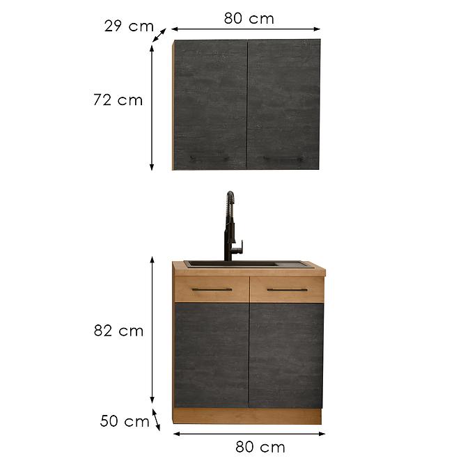 Küchenzeile Vigo Dark 80cm ohne Tischplatte
